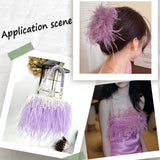 2M Fashion Ostrich Feather Trimming, with Cloth Band, Ornament Accessories, Violet, 110x0.5mm