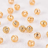 Brass Beads, Long-Lasting Plated, Hollow, Round, Real 18K Gold Plated, 8mm, Hole: 3mm, 30pcs/set