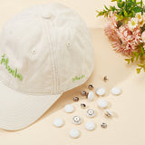 32 Sets Cloth Cap Nail Button, with Iron Rivet, Hat Accessories, White, Button: 17x7mm, Hole: 1mm, Rivet: 11x3mm, Pin: 1mm