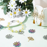 12Pcs 6 Style 304 Stainless Steel Pendants,  Flower, Mixed Color, 27.5~28x25x1.5mm, Hole: 1.4mm, 2pcs/style