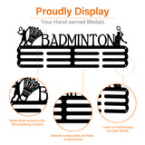 Fashion Iron Medal Hanger Holder Display Wall Rack, with Screws, Word Badminton, Sports Themed Pattern, 150x400mm