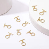 Brass Toggle Clasps, with Jump Rings, Nickel Free, Ring, Real 18K Gold Plated, Ring: 12x9x1.5mm, Hole: 1.2mm, Bar: 12.5~14x1.5mm, Hole: 1.2mm, Jump Ring: 5x0.8mm, 10sets/box