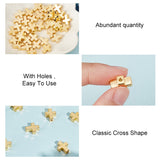 50Pcs Alloy Beads, Cadmium Free & Lead Free, Cross, Golden, 15x12x5mm, Hole: 2mm