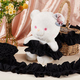 Polyester Ruffled Trimming, for Doll Clothes, Lolita Costume Accessories , Black, 80x0.5mm