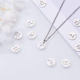 304 Stainless Steel Charms, Flat Round with Constellation/Zodiac Sign, Stainless Steel Color, 12x1mm, Hole: 1mm, 24pcs/box
