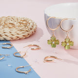 12Pcs Brass Ring Stud Earring Findings, Half Hoop Earring Findings with Horizontal Loops, Nickel Free, with 30Pcs Plastic Ear Nuts, Real 18K Gold Plated, 23x24x2mm, Hole: 2mm, Pin: 0.7mm
