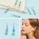 Letter A~Z Synthetic Turquoise & Alloy Pendant Stitch Markers, Crochet Leverback Hoop Charms, Locking Stitch Marker with Wine Glass Charm Ring, Stainless Steel Color, 4.1cm, 26 style, 1pc/style, 26pcs/set
