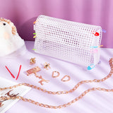 DIY Crochet Bag Making Kits, Including Plastic Mesh Canvas Sheets, Needles, Alloy Clasp and Crossbody Chain, Light Gold