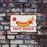 Iron Sign Posters, for Home Wall Decoration, Rectangle with Word Hot Dog Best In Twon, Food Pattern, 300x200x0.5mm