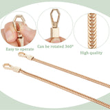 Iron Flat Snake Chain Bag Handles, with Zinc Alloy Snap Clasps, for Bag Replacement Accessories, Light Gold, 100x0.75x0.3cm