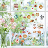 8 Sheets 8 Styles Coffee Theme PVC Waterproof Wall Stickers, Self-Adhesive Decals, for Window or Stairway Home Decoration, Rectangle, Food, 200x145mm, about 1 sheets/style