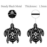 Iron Hanging Decors, Metal Art Wall Decoration, Tortoise with Moon Phase & Flower, for Bathroom, Living Room, Home, Office, Garden, Kitchen, Hotel, Balcony, Matte Gunmetal Color, 300x250x1mm