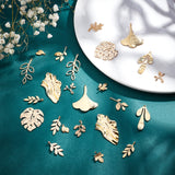 22Pcs 11 Style Brass Pendants, Mixed Leaf, Real 18K Gold Plated, 14.5~45x11~37x1~2mm, Hole: 1~1.2mm, 2pcs/style