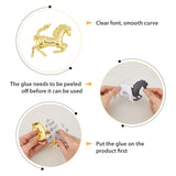 2 Pairs 2 Colors Zinc Alloy 3D Horse Badge Metal Stickers, Car Logo Decorative Stereo Decals, for Auto Car Motorcycle Logo Badge Emblem Decoration, Platinum & Golden, 74x87x7mm, 1 pair/color