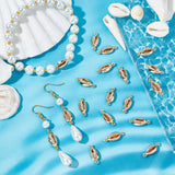 30Pcs Brass Connector Charms, Cowrie Shell Shape, Real 18K Gold Plated, 18x7.5x3.5mm, Hole: 1mm