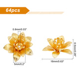 3D Brass Bead Caps, Flower, Multi-Petal, Golden, 16x6.5mm, Hole: 0.8mm