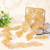 2M Polyester Embroidery Floral Trimming, Iron on/Sew on Hollow Trim, for Costume Decoration, Gold, 65x0.8mm