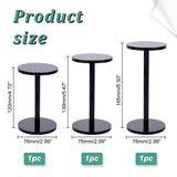3Pcs 3 Sizes Acrylic Display Stand Risers, for Photo Frame, Jewelry Display, Flat Round, Black, 7.6x12~16.5cm, 1 size/pc