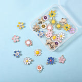 Alloy Enamel Pendants, Flower, Light Gold, Mixed Color, 30pcs/box