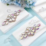 2Pcs Hotfix Rhinestone Ornament, Flower, DIY Costumes, Shoes, Bags Accessories for Wedding, Party, Crystal AB, 126x49x7mm