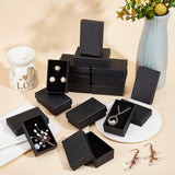 30Pcs Texture Paper Necklace Gift Boxes, with Sponge Mat Inside, Rectangle, Black, 8.1x5.1x2.7cm, Inner Diameter:4.6x7.3cm, Deep: 2.5cm