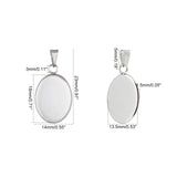 304 Stainless Steel Pendant Cabochon Settings, Milled Edge Bezel Cups, Oval, Stainless Steel Color, Tray: 13.5x18mm, 23x14x1.5mm, Hole: 3x5mm, 20pcs/box