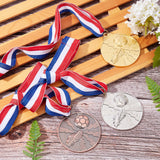 9Pcs 9 Colors Zinc Alloy Medal, with Cotton Belt, Flat Round with Football Pattern, Mixed Color, 48.5cm, 3pcs/color