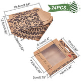 24Pcs Kraft Paper Boxes, Clear Window Packaging Boxes, Square, BurlyWood, Box: 10x10cm, Unfold: 19.4x12.5x0.08cm