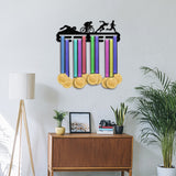 Sports Theme Iron Medal Hanger Holder Display Wall Rack, with Screws, Triathlon Pattern, 150x400mm