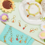 Knitting Row Counter Chains & Locking Stitch Markers Kits, with Autumn Fox & Leaf Alloy Enamel Pendant, Mixed Color, 3.5~15cm, 16pcs/set