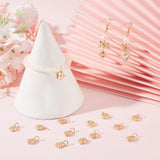 40Pcs Rack Plating Alloy Charms, with Jump Rings, Long-Lasting Plated, Cadmium Free & Lead Free, Flower Charms, Real 14K Gold Plated, 12x10.5x3.5mm, Hole: 4mm