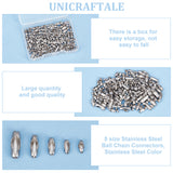 304 Stainless Steel Ball Chain Connectors, Stainless Steel Color, 5~11x1.5~4mm, Fit for 1.5~3.2mm ball chain,  205pcs/box