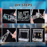 1 Set Transparent Acrylic Earring Display Stands, with Colorful Flower Sequins, Clothes Hanger-shaped, Clear, Finished Product: 13.5x8.2x15cm, about 13pcs/set