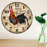 MDF Printed Wall Clock, for Home Living Room Bedroom Decoration, Flat Round, Rooster, 300mm