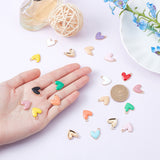 66Pcs 11 Colors Light Gold Eco-Friendly Zinc Alloy Pendants, with Enamel, Cadmium Free & Nickel Free & Lead Free, Heart, Mixed Color, 16x15x3mm, 6pcs/color