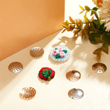 400Pcs 4 styles Iron Finger Ring/Brooch Sieve Findings, Perforated Disc Settings, Mixed Color, 12~20x2~5mm, Hole: 1.2mm, 100pcs/style