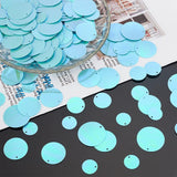 1300Pcs 4 Style Ornament Accessories, PVC Plastic Paillette/Sequins Pendants, Flat Round, Cyan, 15~30x0.3mm, Hole: 1.2mm