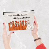 Custom Polycotton Canvas Stroage Bags, Metal Zipper Pouches, Rectangle, Rooster Pattern, 18x25cm