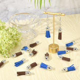 100Pcs Faux Suede Tassel Pendant Decorations, with CCB Plastic Cord Ends, Platinum, Coconut Brown, 35~37x10mm, Hole: 2.5~3mm