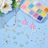 15 Colors Glass Seed Beads, Ceylon, Round, Mixed Color, 4mm, Hole: 1.5mm, about 200pcs/20g/compartment, about 3000pcs/box