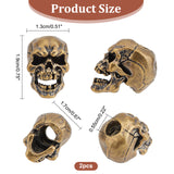 Brass European Beads, Large Hole Beads, Skull, Antique Bronze, 19x13x17mm, Hole: 5.5mm, 2pc/box