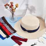 10Pcs 10 Colors Bowknot Polyester Hat Band, for Cowboy Hat, Bend Brim Fedora Hat, Straw Hat Decoration, Mixed Color, 560x30x0.5~10mm, 1pc/color