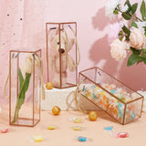 Transparent PVC Plastic Gift Box, with Polyester Cord, Rectangle, Dark Goldenrod, Finished Product: 7x7x21cm, about 3pcs/set