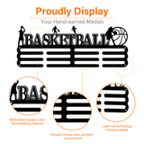 Fashion Iron Medal Hanger Holder Display Wall Rack, 3 Line, with Screws, Word Basketball, Sports Themed Pattern, 150x400mm