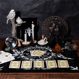 Flannelette Altar Tarot Tablecloth, Triple Moon Goddess Tablecloth, with Velet Bags, Rectangle, Black, 500x494x1mm