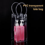 Valentine's Day Transparent PVC Plastic Bag with Handle, Red Wine Tote Bag, Clear, 36x12x1cm