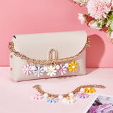 2Pcs Iron Chain Purse Strap Extenders, Resin Flower & ABS Plastic Imitation Pearl Pendant Bag Strap, Colorful, 25cm