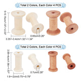 16Pcs 4 Style Wooden Empty Spools for Wire, Thread Bobbins, Mixed Color, 5~5.15x3.35~3.4cm, 4pcs/style