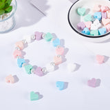 36Pcs 6 Colors Food Grade Eco-Friendly Silicone Beads, Chewing Beads For Teethers, DIY Nursing Necklaces Making, Heart, Mixed Color, 13x14x8mm, Hole: 2mm, 6pcs/color