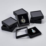 Acrylic Jewelry Box, Visual Box, Square, Black, 61x61x20mm, Ratent: 51x51mm